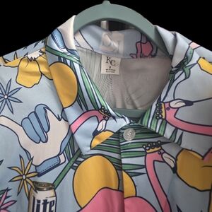 Colorful Flamingo Print Shirt